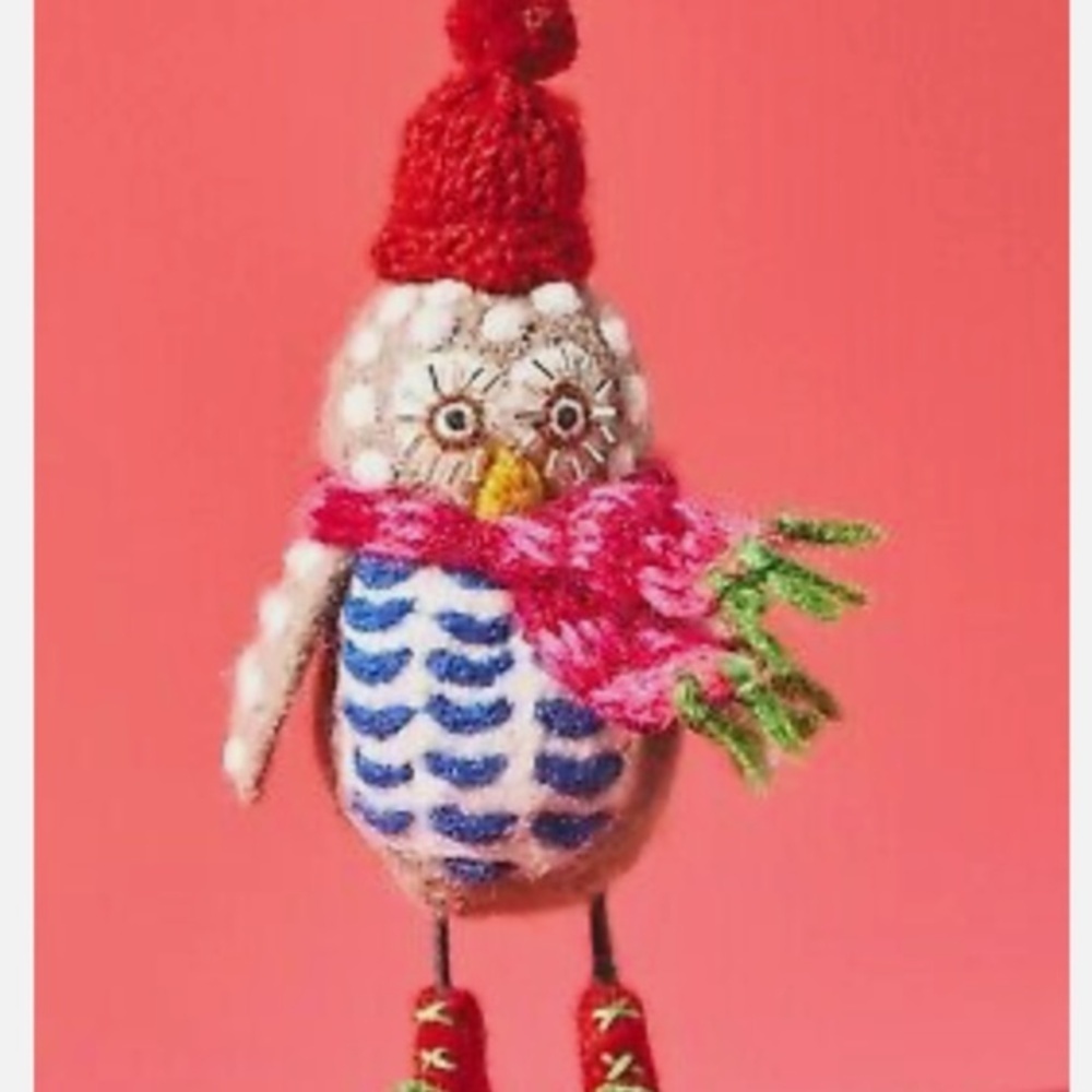 Anthropologie Skating Owl Christmas Tree Ornament